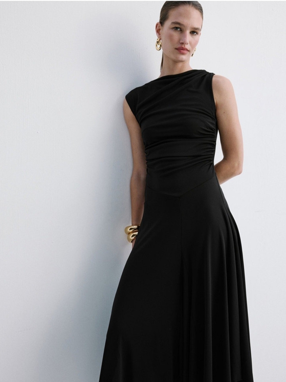 Mango Black Asymmetrical Sleeveless Dress